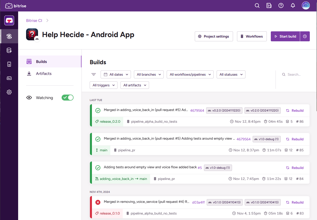 Bitrise Pipelines Logs