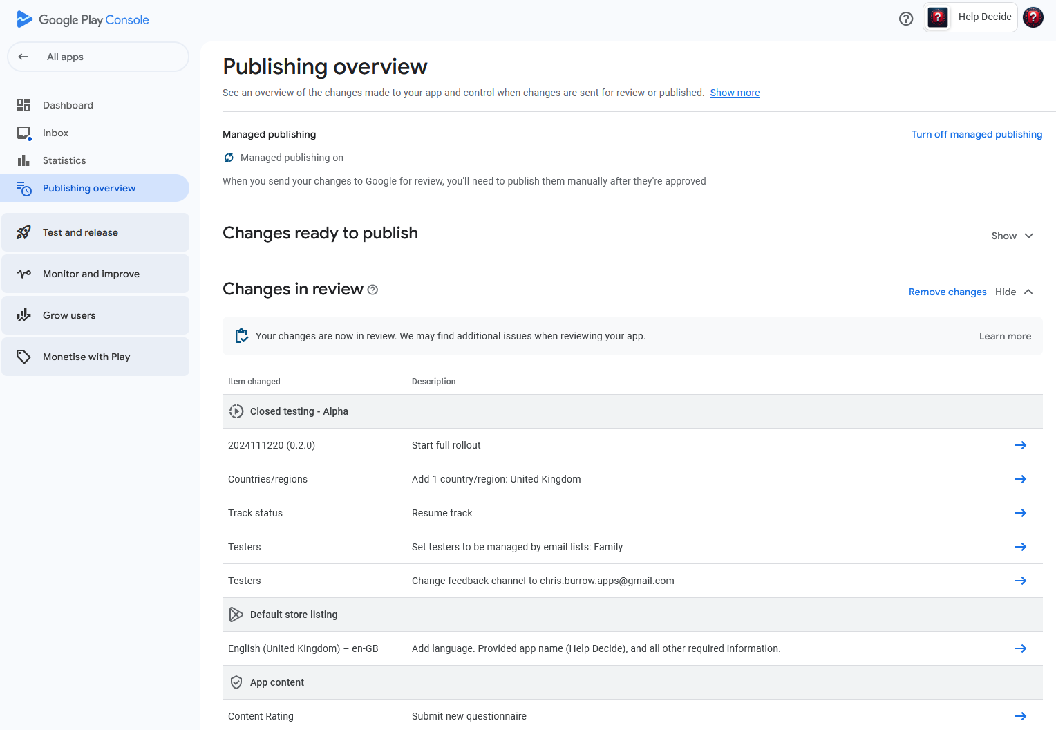 Google Play Store - In Review Screenshot